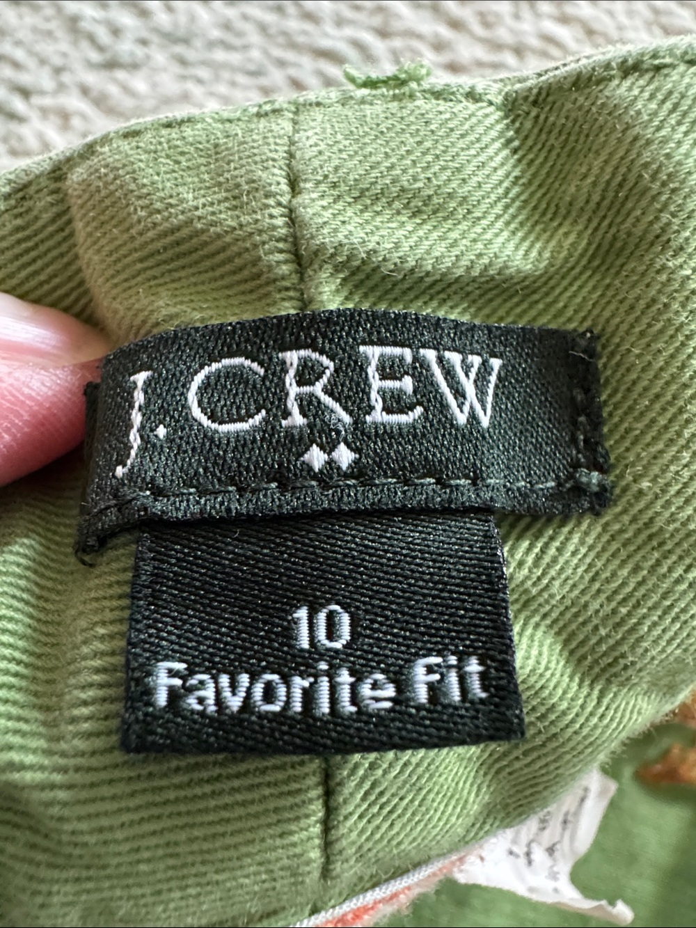 J. Crew Green Embroidered Capris with Orange Motifs - Picture 2 of 3